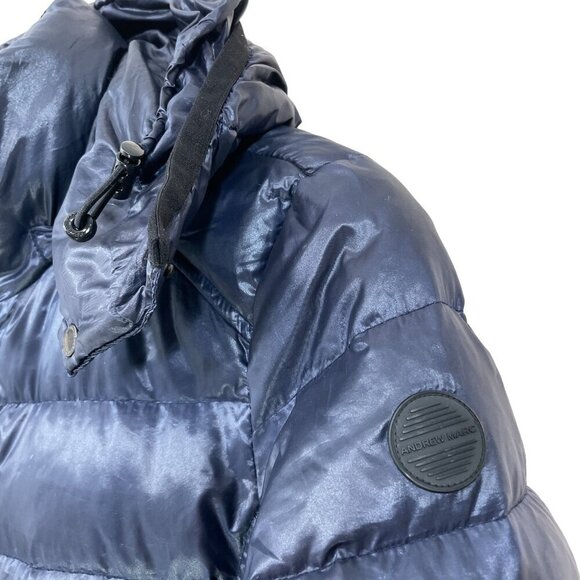 Andrew Marc Jacket Womens XS 650 Fill Power Feather Down Hooded Puffer Coat Navy - Picture 8 of 9